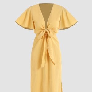 Cut-Out Midi Dress with Bow